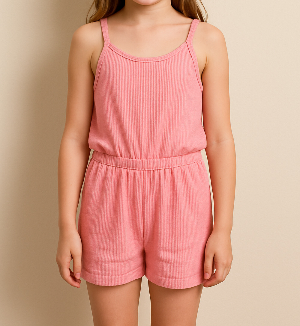 Girls 8 Ribbed Strappy Pink Shorts Romper Old Navy